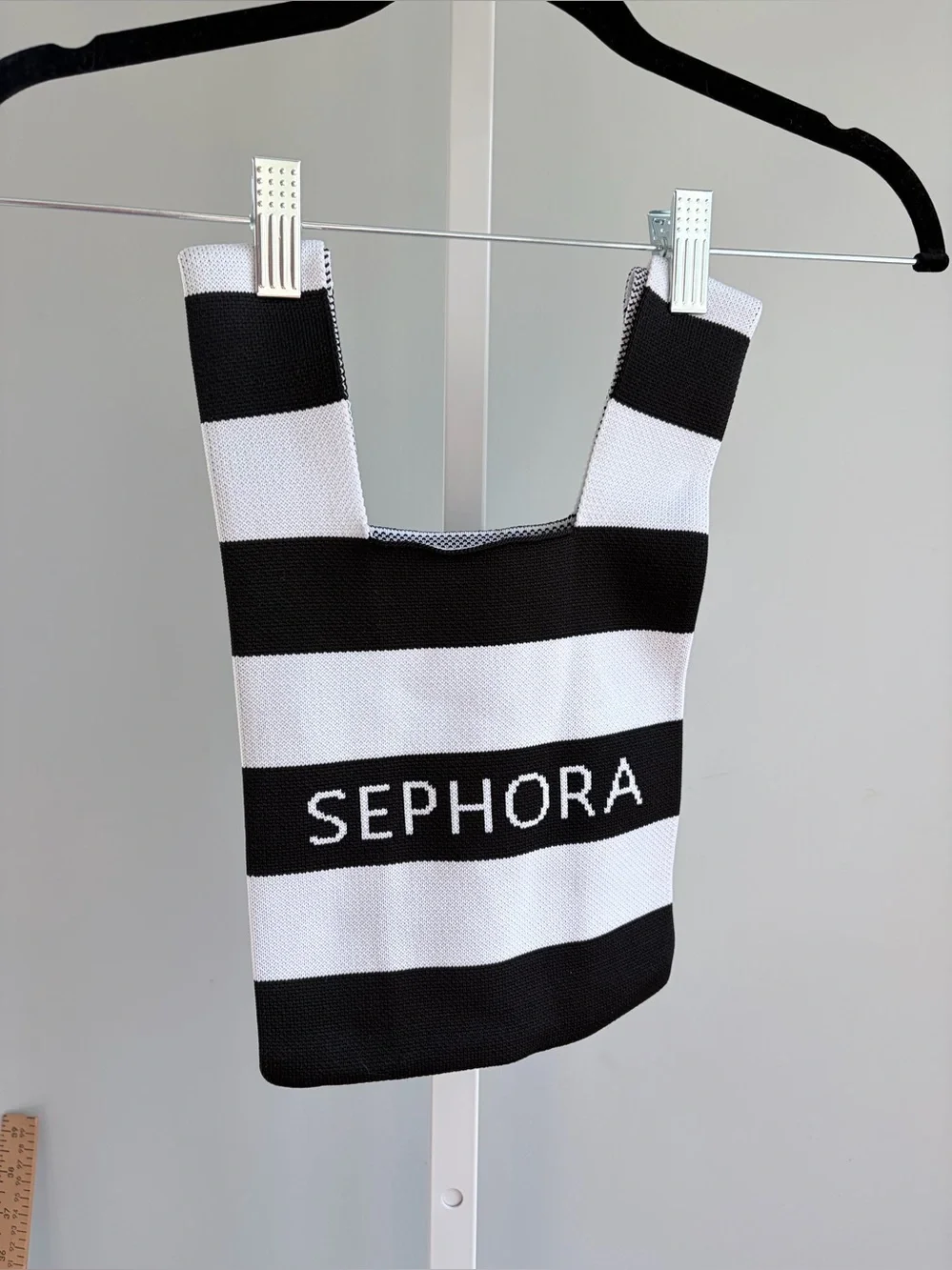 Sephora Black & White Stripe Wristlet Bag